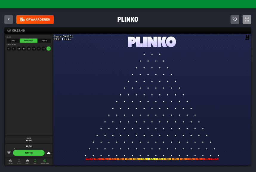 Интерфейс игры Плинко